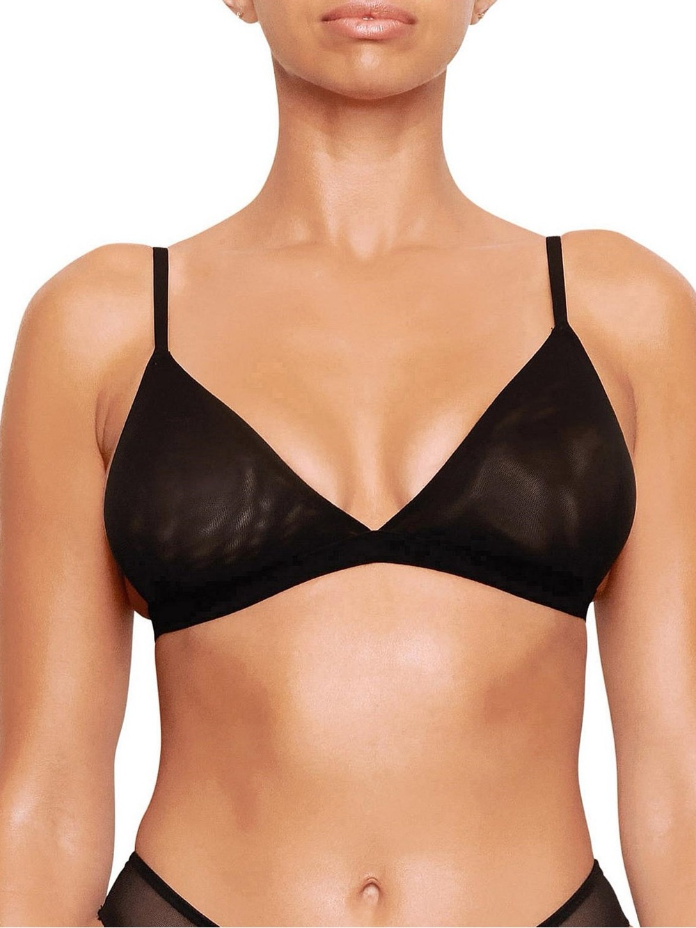 SKIMS MESH TRIANGLE BRALETTE ONYX SMALL